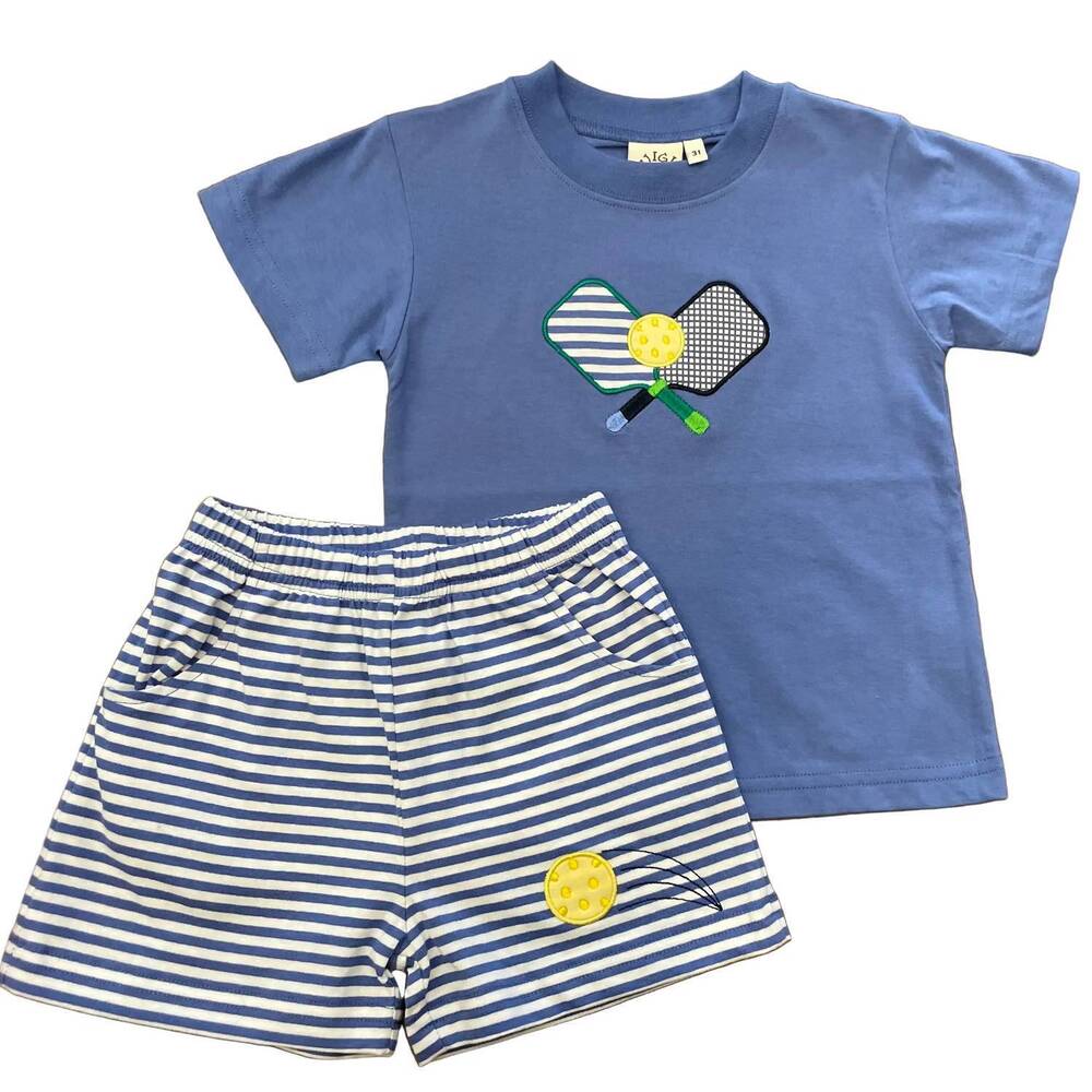 NEW LUIGI KIDS kid's crossed paddles & pickleball short set in dark chambray